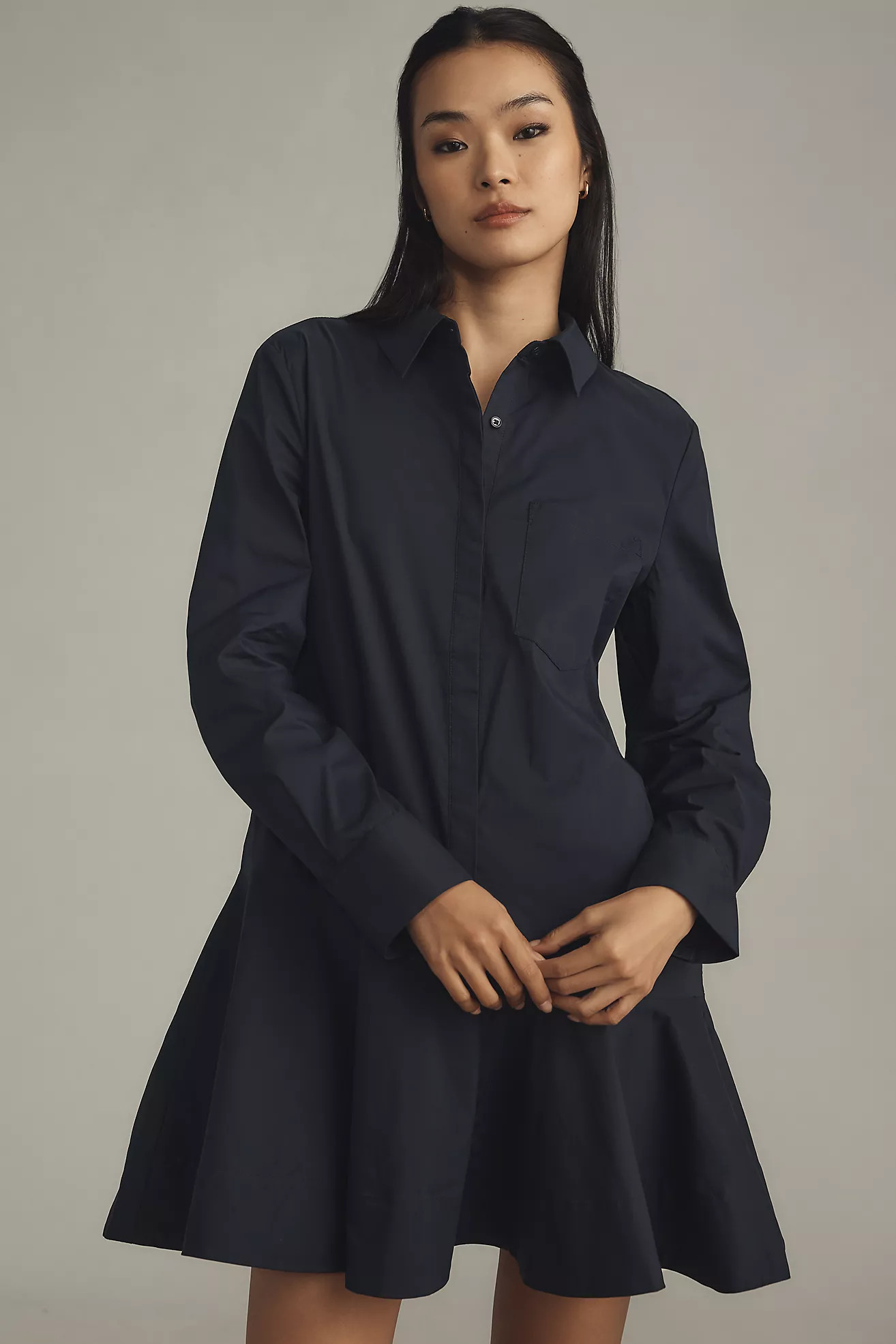 English Factory Long-Sleeve A-Line Mini Shirt Dress | Anthropologie (US)
