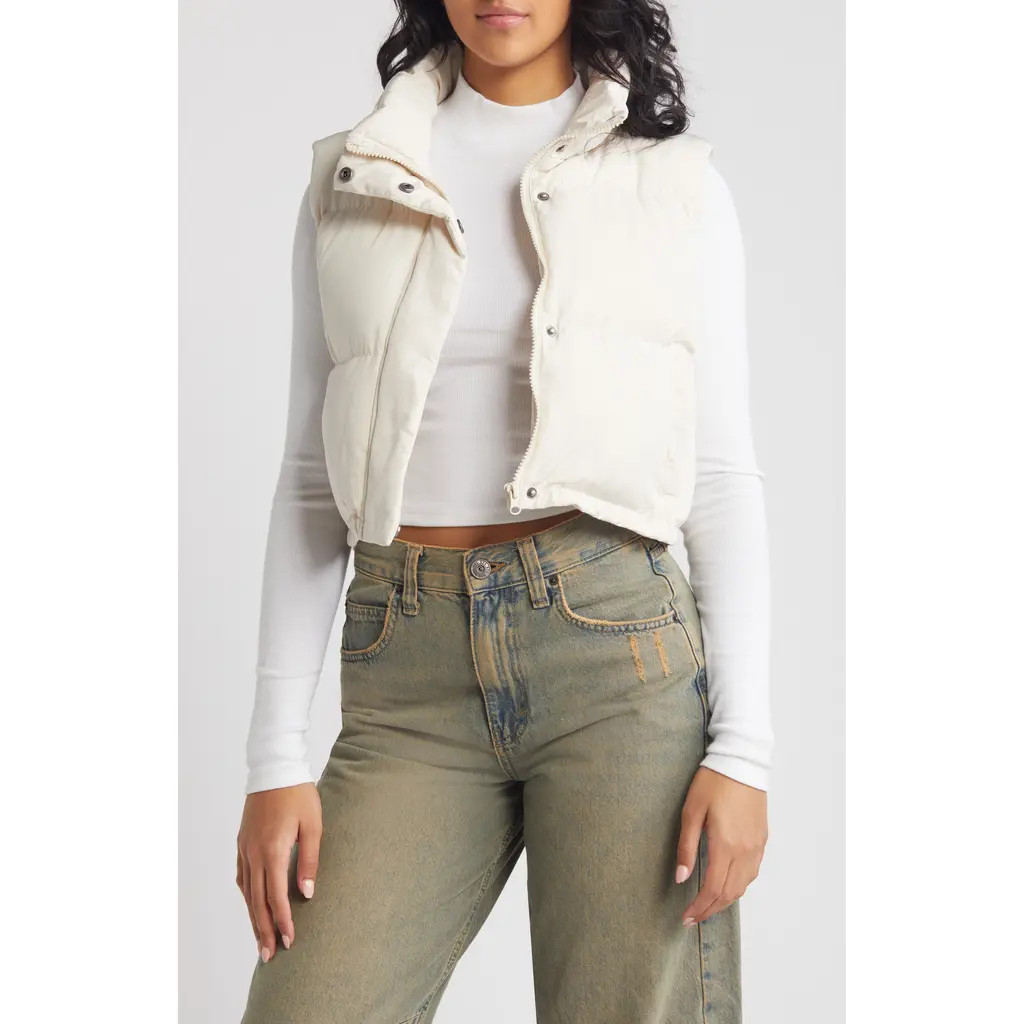 Thread & Supply Crop Puffer Vest in White at Nordstrom, Size Large | Nordstrom