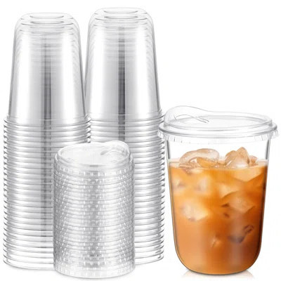 Clear Plastic Cups With Strawless Sip Lids Disposable Round Bottom Togo Cups For Coffee Smoothie Cold Beverage Coffee Shops And Party Catering(16 Oz,5 | Wayfair North America