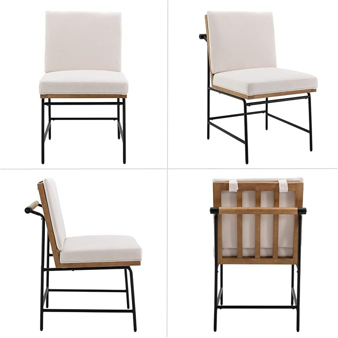 HEAH-YO Modern Dining Chairs Set of 2, Upholstered Linen Fabric Dining Room Chairs with Backrests... | Amazon (US)