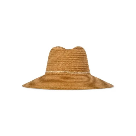 Time and Tru Women's Wide Brim Panama Hat, Dark Natural | Walmart (US)