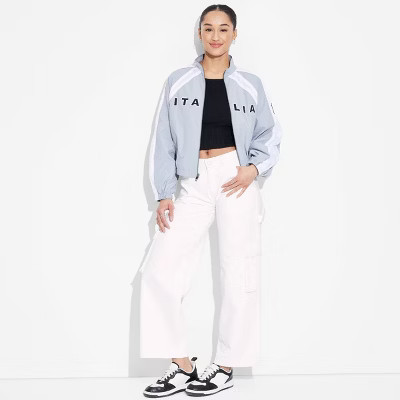 Women's Mid-Rise Wide Leg Cargo Baggy Jeans - Wild Fable™ White 2: Relaxed Fit, Denim, 32" Inseam | Target
