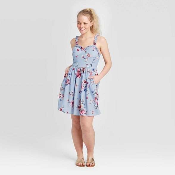 Women's Floral Print Sleeveless Ruffle Strap Bra Cup Dress - Xhilaration™ | Target