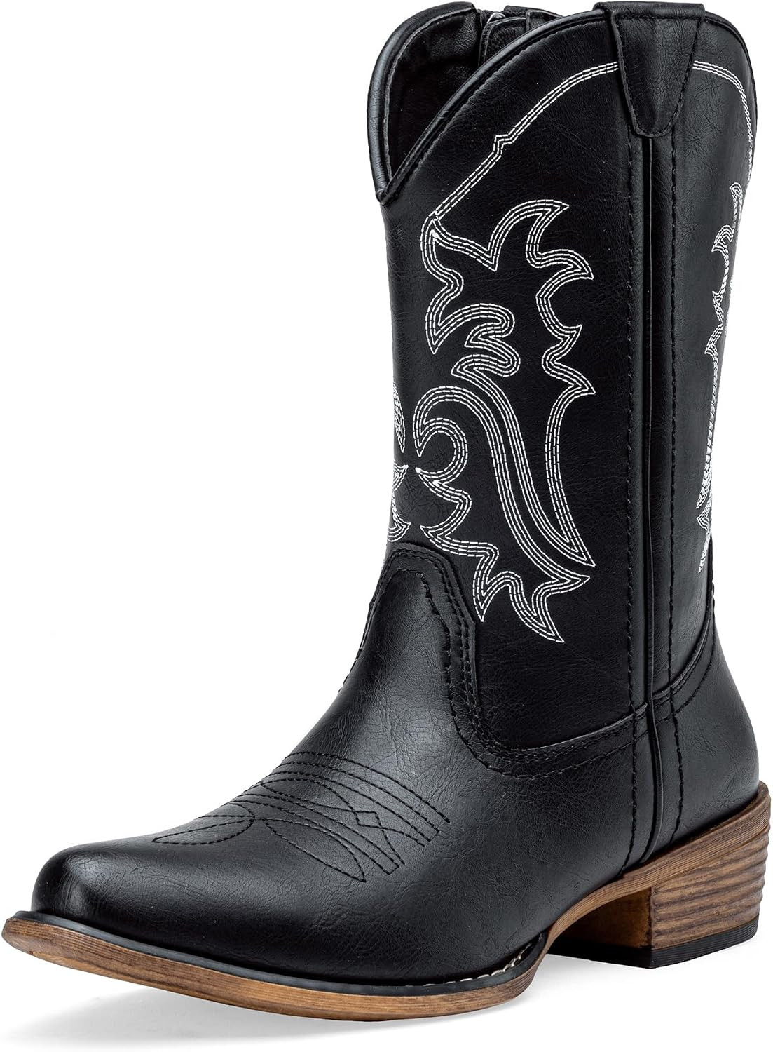 Women's Round Toe Cowboy Boots Mid-Calf Western Cowgirl Boots with Stitched Embroidery, 9806 Chunky Block Heel Fashion Boots for Country Concert & Daily Outfits | Amazon (US)