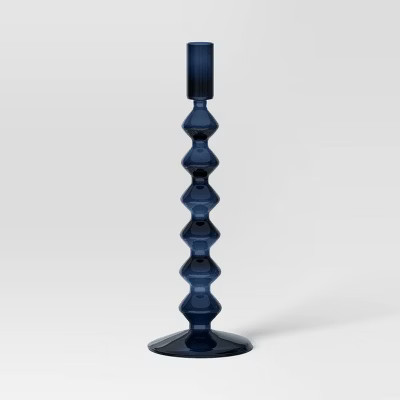 Tall Modern Glass Taper Holder Blue - Threshold™ | Target