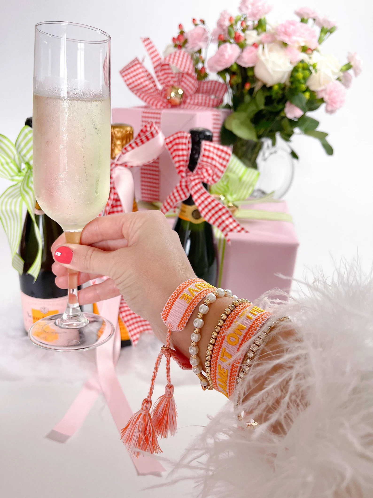 Blame It on the Veuve Bracelet Designer Friendship Bracelet Customizable Woven Embroidered Bracel... | Etsy (US)