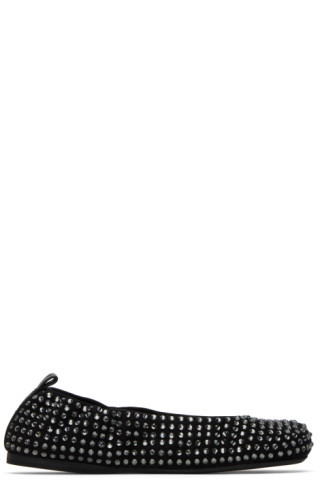 Black Crystal Ballerina Flats | SSENSE