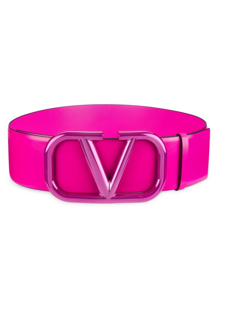Valentino Garavani VLogo Leather Anodized Belt | Saks Fifth Avenue