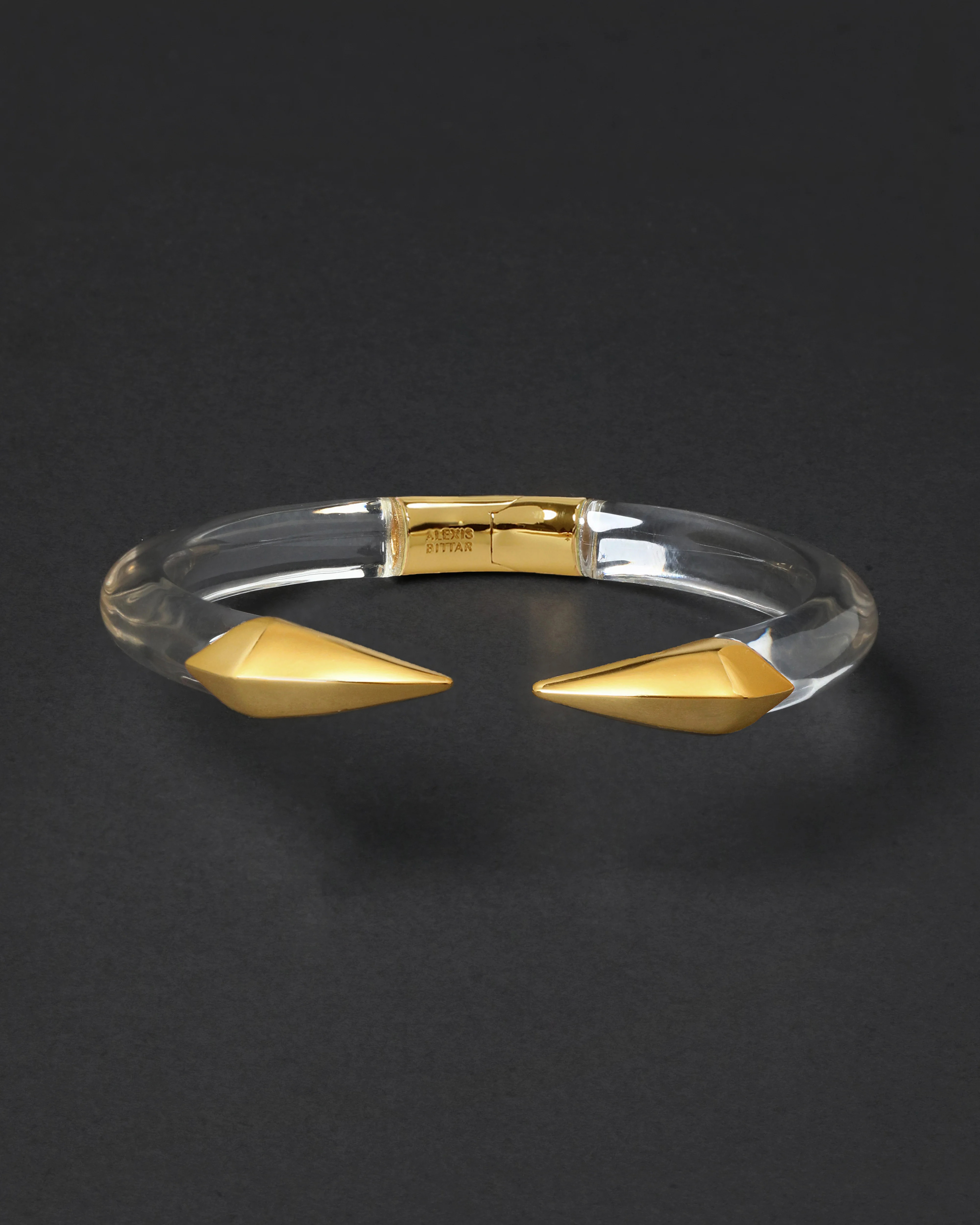 Alexis Bittar Mirrored Pyramid Lucite Brake Hinge Bracelet- in Clear | Statement Jewelry from Alexis Bittar | Alexis Bittar