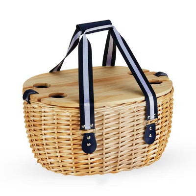 Twine Central Park Outdoor Picnic Basket with Lid and Handle, Four Person Wicker Picnic Basket with Accessories Picnic Equipment 22-Piece Set | Target