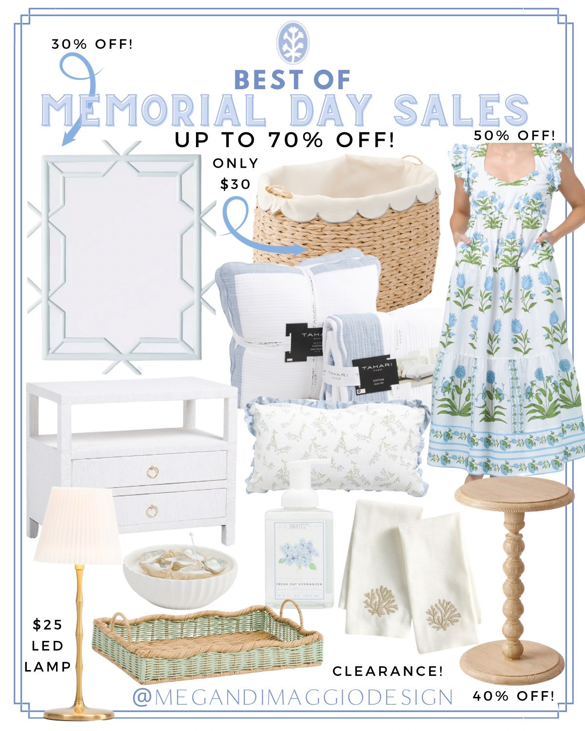 Save up to 70% OFF during these amazing Memorial Day sales!! 🙌🏻🤍 so many new looks for less arrivals just added!! Like this pretty blue piped scalloped lined large basket for only $30 🤯 and this new LED bamboo lamp for $25?! Also love this block print designer dress that’s 50% OFF!! More linked 🫶🏻

#LTKSaleAlert #LTKHome #LTKFindsUnder50