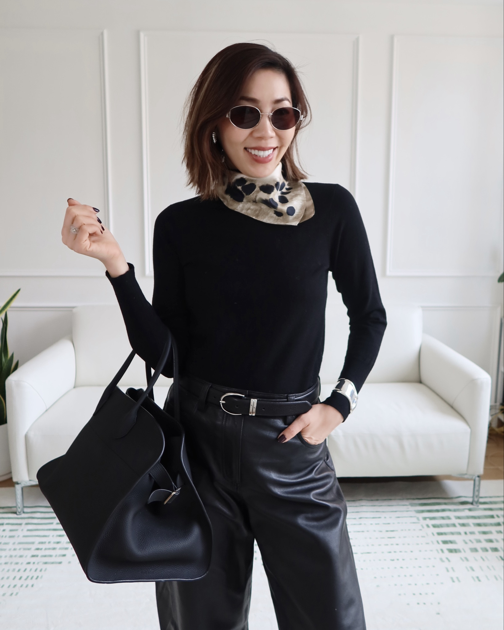 One COS silk scarf , three different styling. 

@cos



#LTKMidsize #LTKootd #LTKOver40