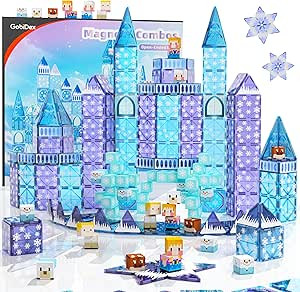 GobiDex 102PCS 2-in-1 Magnetic Tiles Blocks Frozen Toys for Girls, Princess Frozen Castle Magnet ... | Amazon (US)