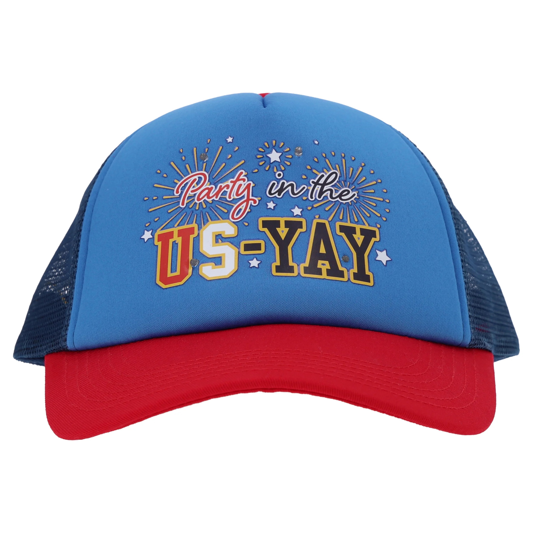 Party in the US-Yay Trucker Hat, Red and Blue, One Size, Patriotic by Way To Celebrate | Walmart (US)