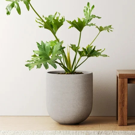 BEMAY 10" Plant Pots,Ceramic Planters with Drainage Hole Plug,Flower Pot for Patio Decor, Gray | Walmart (US)