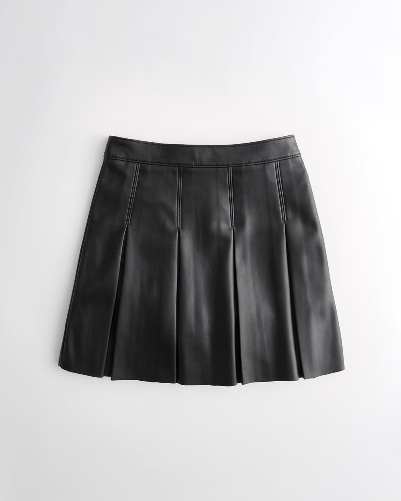 ULTRA HIGH-RISE FAUX LEATHER PLEATED MINI SKIRT | Hollister (US)