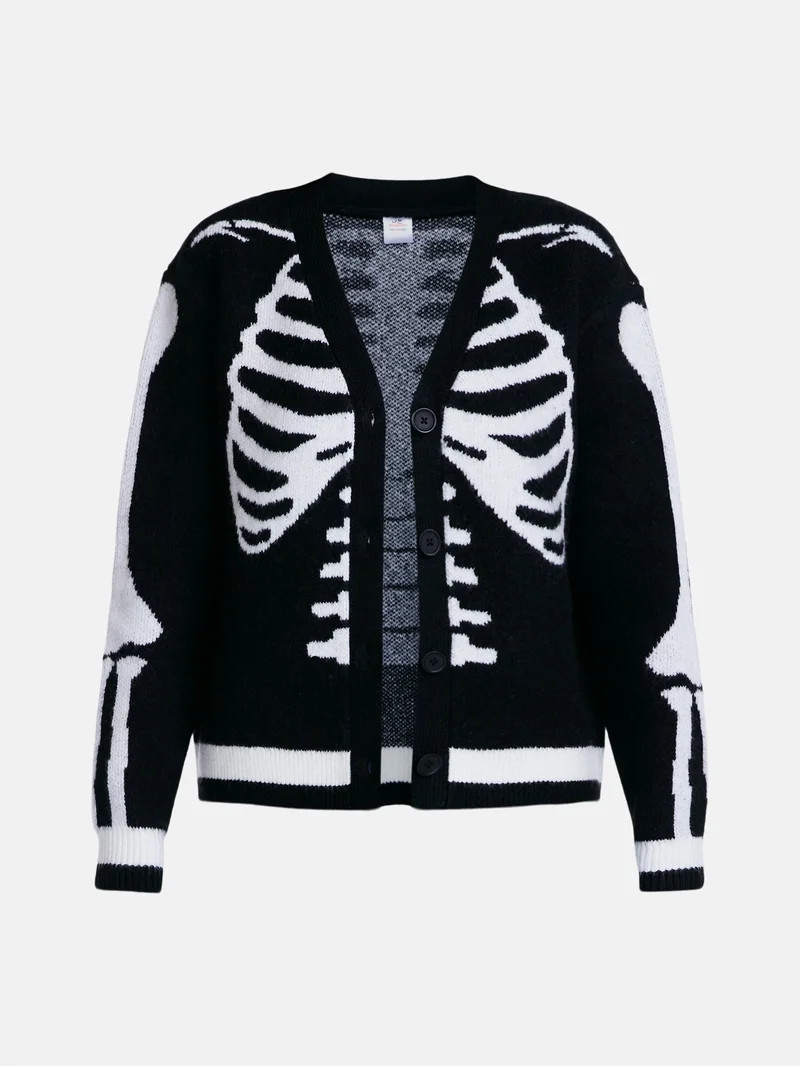 Women's Halloween Skeleton Graphic Cardigan Sweater from Way to Celebrate, Sizes S-4X | Walmart (US)
