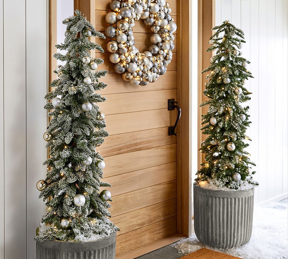 Lit Faux Frosted Pine Christmas Tree With Ornaments - 4 Ft. | Pottery Barn (US)