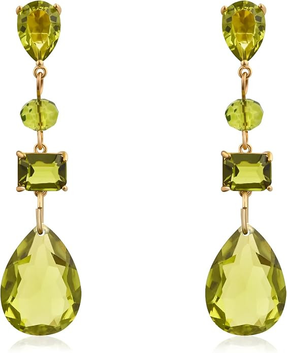 August Birthstone Drop Earrings for Women, Multi-Gemstone Peridot Dangle Earrings, Unique Green G... | Amazon (US)