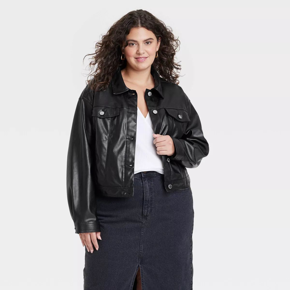 Women's Faux Leather Moto Jacket - Universal Thread™ Black 1X | Target