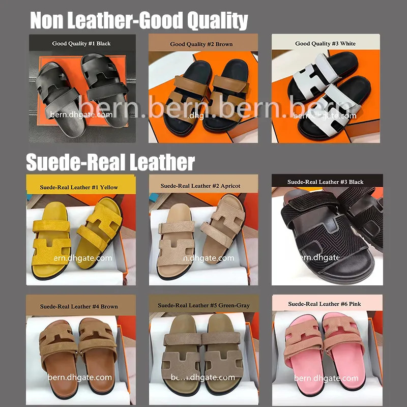 Suede Real Leather/Non-Leather Fashion Flat Slippers Slides Sandals for Women Men 3Styles | DHGate