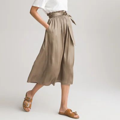 Recycled Satin Midaxi Skirt with Tie-Waist | La Redoute (UK)