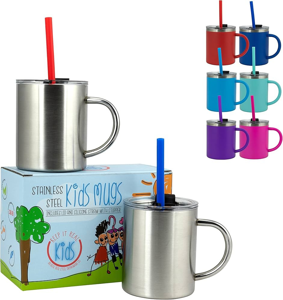 "Keep it Real Kids Mugs - 100% Lead and BPA Free Kids Coffee Mug for Hot Chocolate - Set of 2 | Amazon (US)