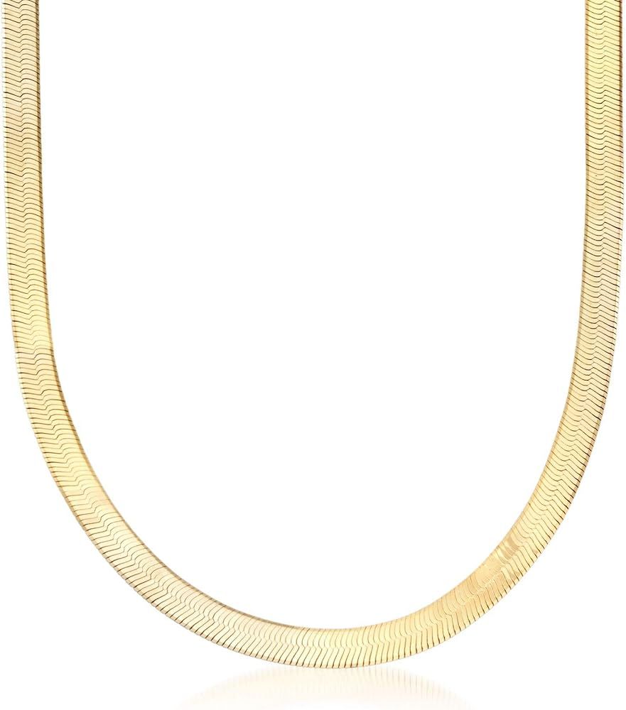 Ross-Simons Italian 6mm 18kt Gold Over Sterling Silver Herringbone Chain Necklace | Amazon (US)