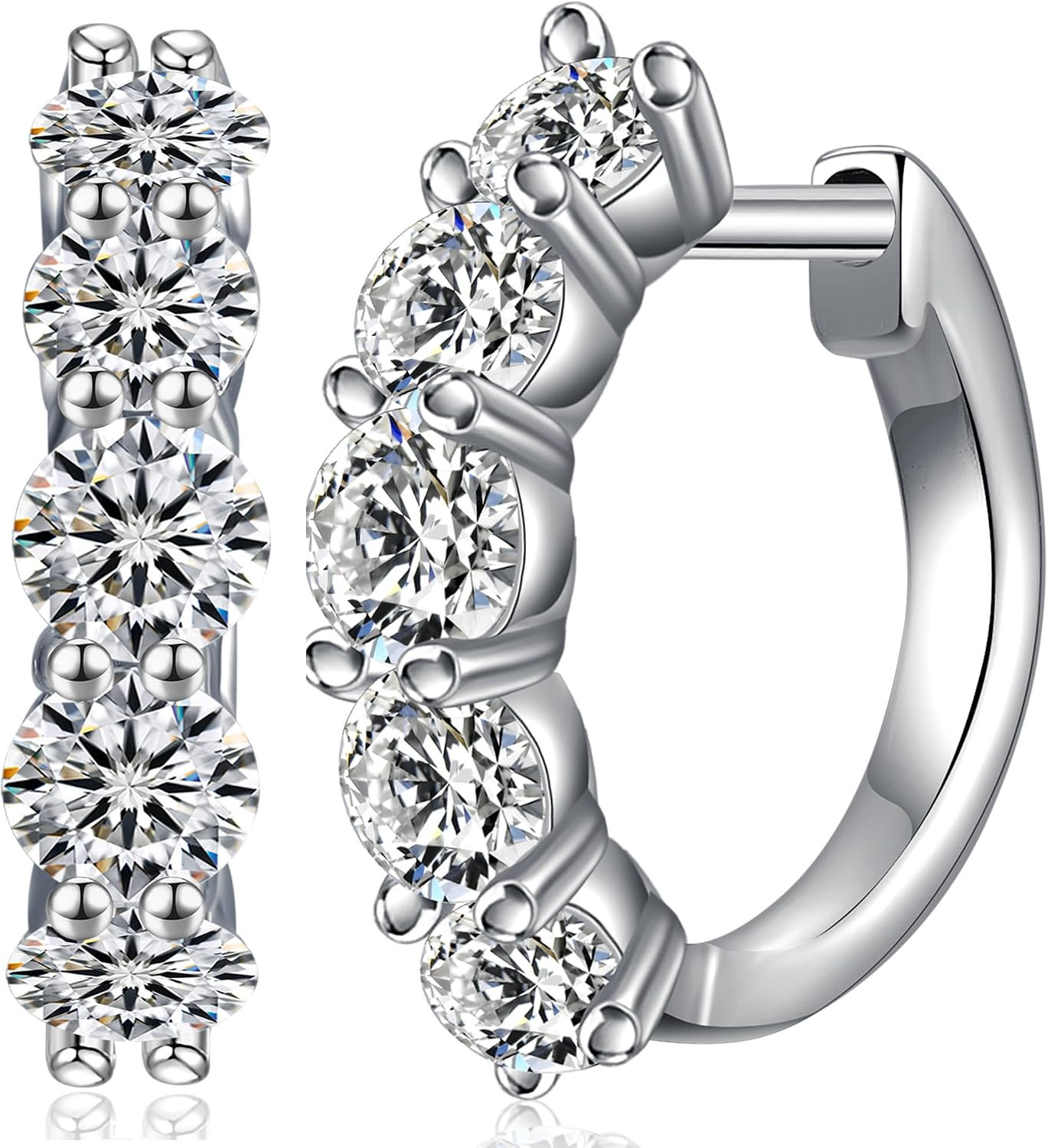 Moissanite Hoop Earrings, 3.0ct D Color Brilliant Round Cut Earrings, 18K White Gold Plated 925 Sterling Silver Huggie Earrings, Hypoallergenic Wedding Earrings Jewelry Gifts for Women Men | Amazon (US)