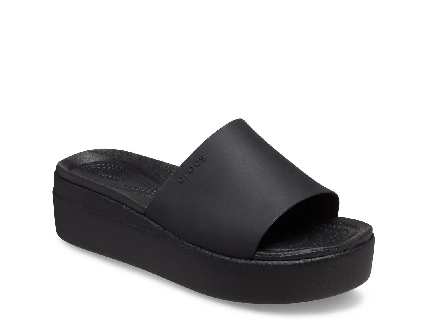 Crocs Brooklyn Slide Wedge Sandal | Women's | Black | Size 8 | Sandals | DSW