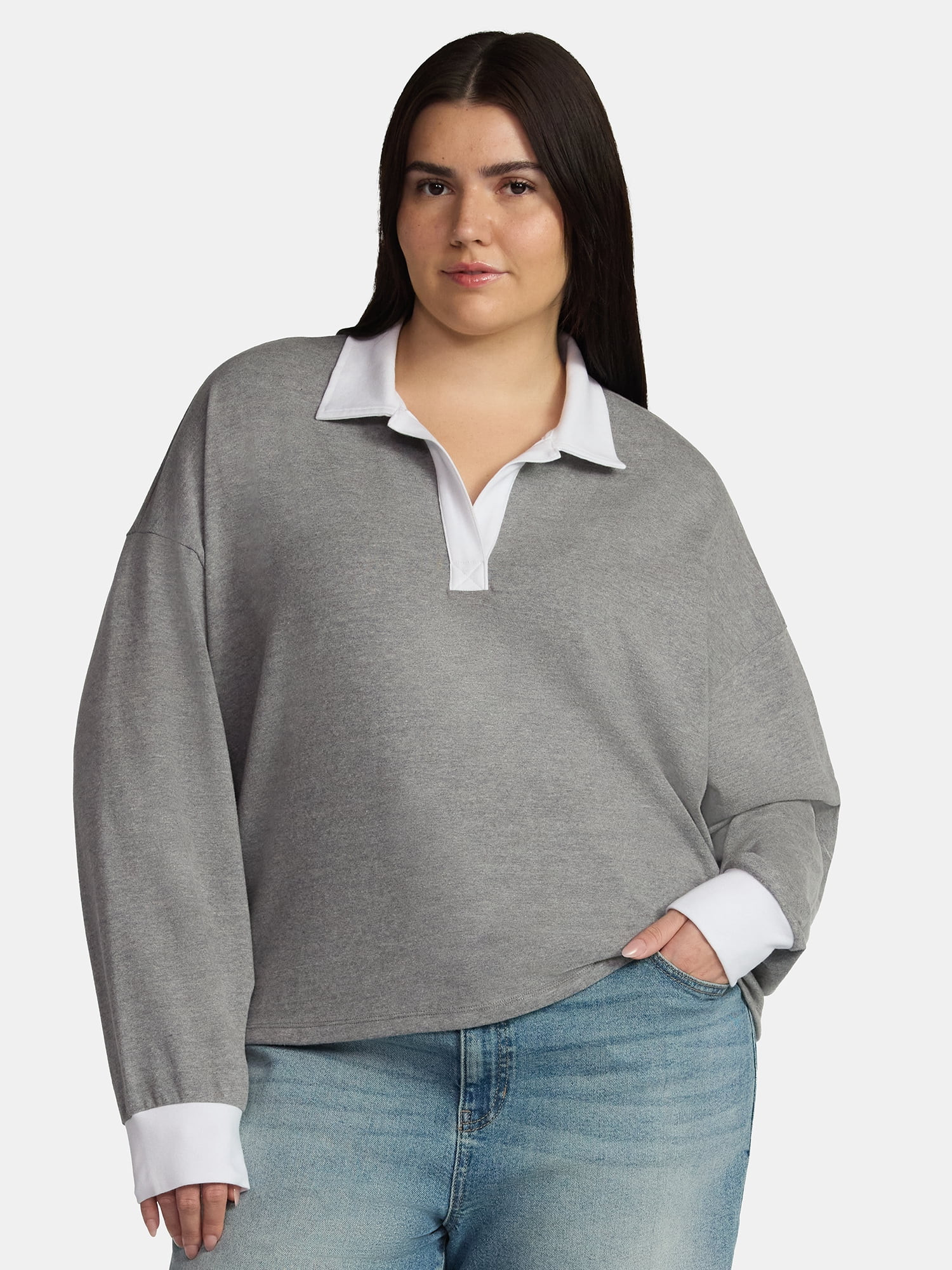 No Boundaries Rugby Polo Top, Women's | Walmart (US)