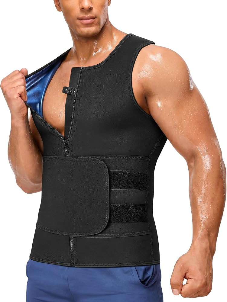 Junlan Waist Trainer Mens Sauna Suit Shirt Sweat Vest Weight Loss Gym Faja | Amazon (US)