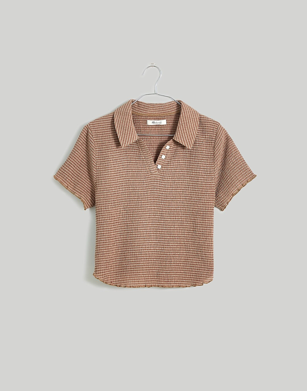 Crinkle Polo Crop Tee | Madewell