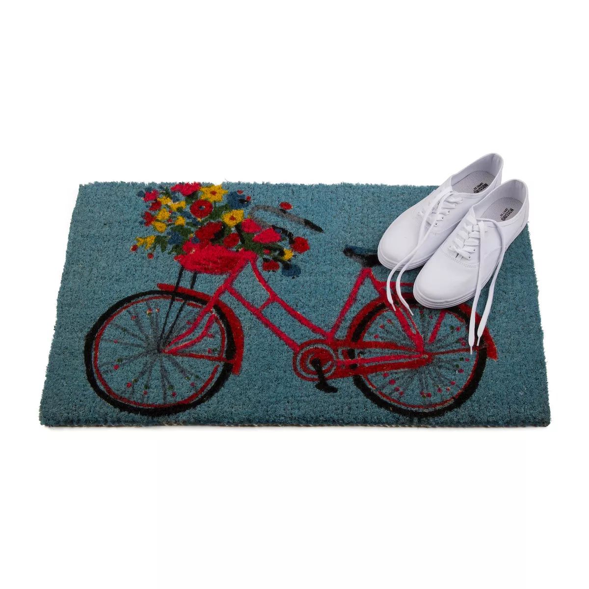 tagltd 1'6"x2'6" Red Bike with Flower Basket Rectangle Indoor and Outdoor Coir Door Welcome Mat R... | Target