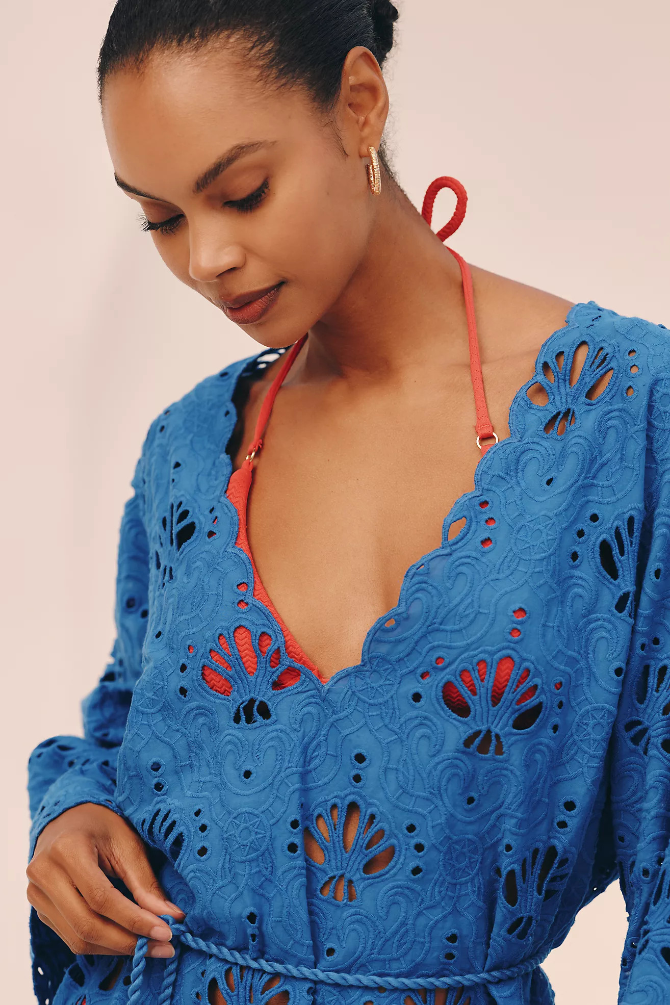 Farm Rio x Anthropologie Shell Eyelet Mini Dress | Anthropologie (US)