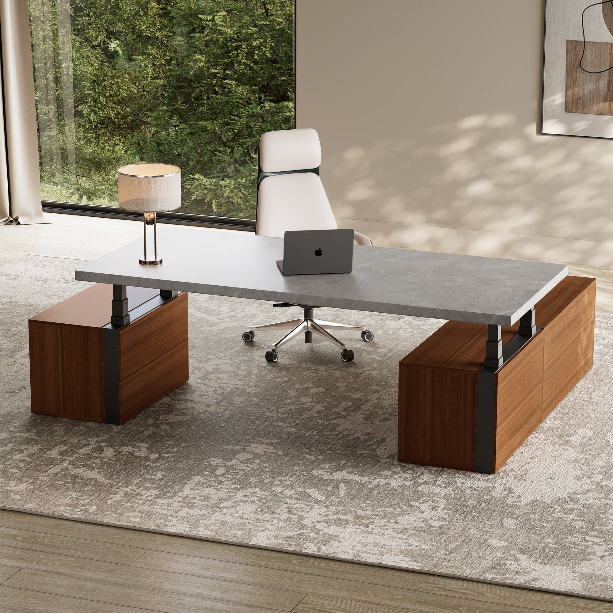 Zen Pro Series, 87"/72" Executive Standing Desk with Cabinets Set - Gray / Heated / 87'' | Eureka Ergonomic