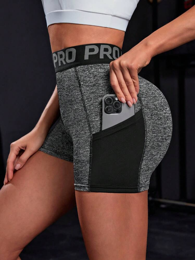 Powerista Contrast Color Splice High Waist Slim Fit Sports Shorts Comfy Short Biker Shorts Spandex Short | SHEIN