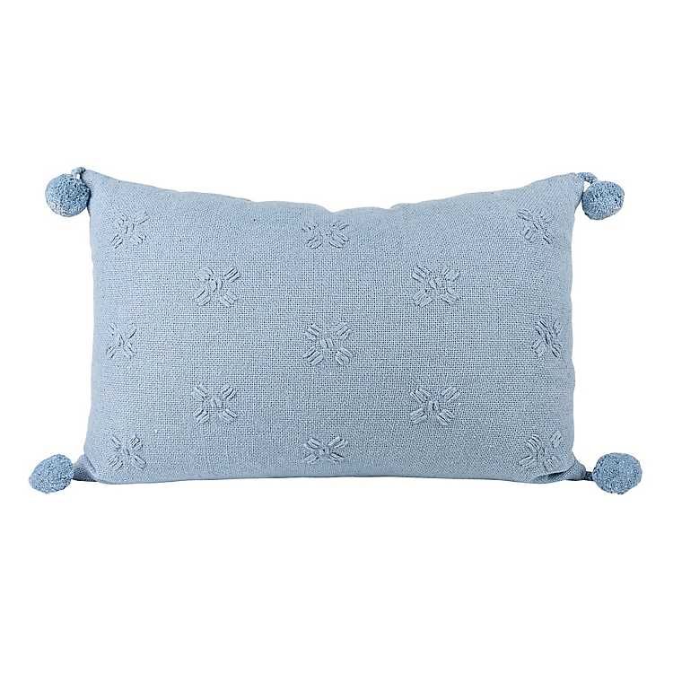 New! Hand Stitched Blue Floral Lumbar Pillow | Kirkland's Home