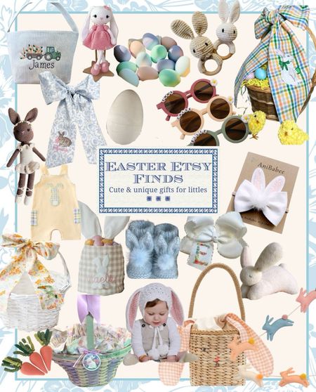 Celebrate the spring season with these Easter Etsy finds, perfect for the little ones in your life. From plush bunnies to handmade baskets, every item promises a bundle of joy. #EasterGifts #EtsyFinds #SpringJoy #HandmadeLove #BunnyDelights

#LTKbaby