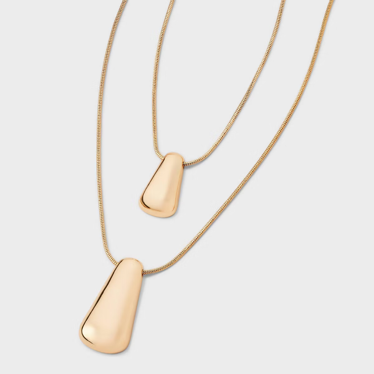 Rectangle Pendant Multi-Strand Necklace - A New Day™ Gold: Brass Cord with Lobster Claw Clasp, ... | Target