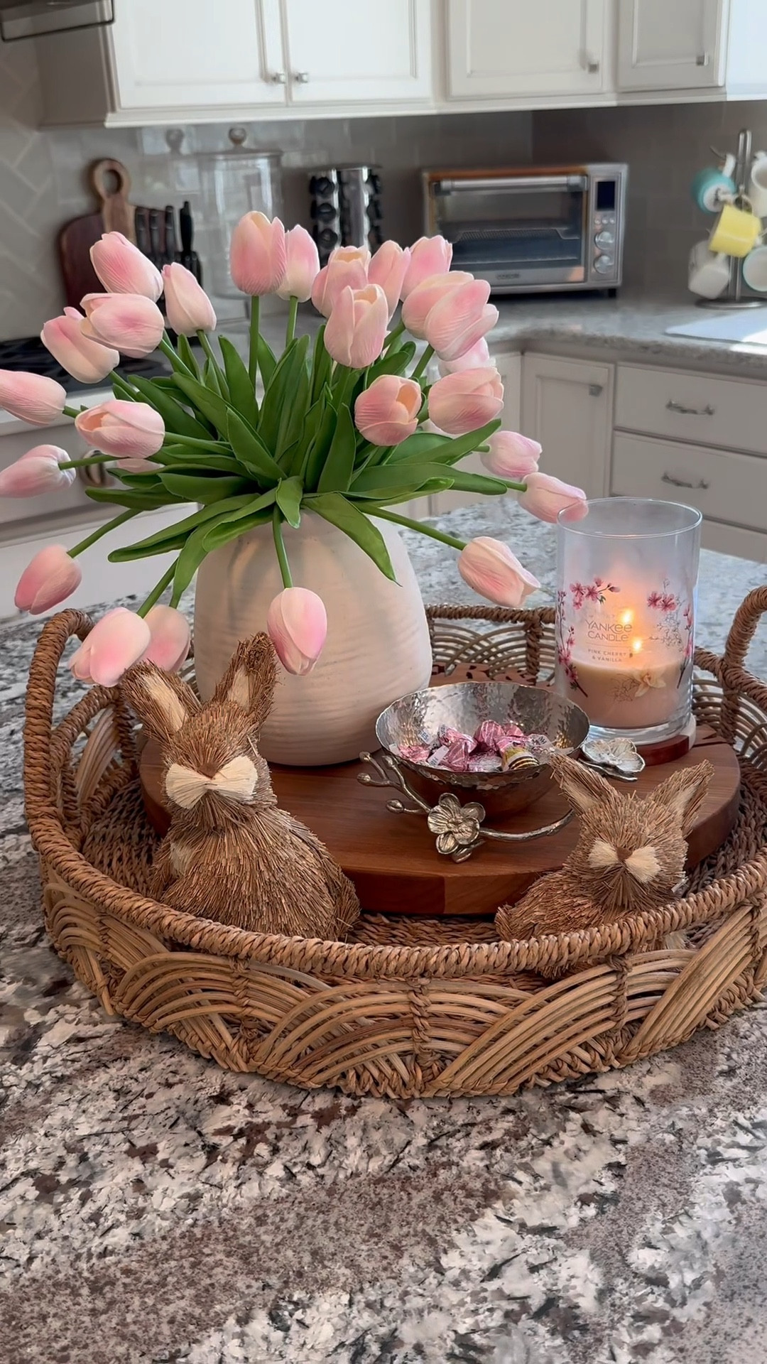 Spring centerpiece idea, spring centerpiece, kitchen island decor, kitchen decor, kitchen island, kitchen centerpiece, faux tulips, cement pot, cement bowl, cement vase, kitchen styling, nut bowl, candy dish, Michael Aram   



#LTKHome #LTKWatchNow #LTKStyleTip