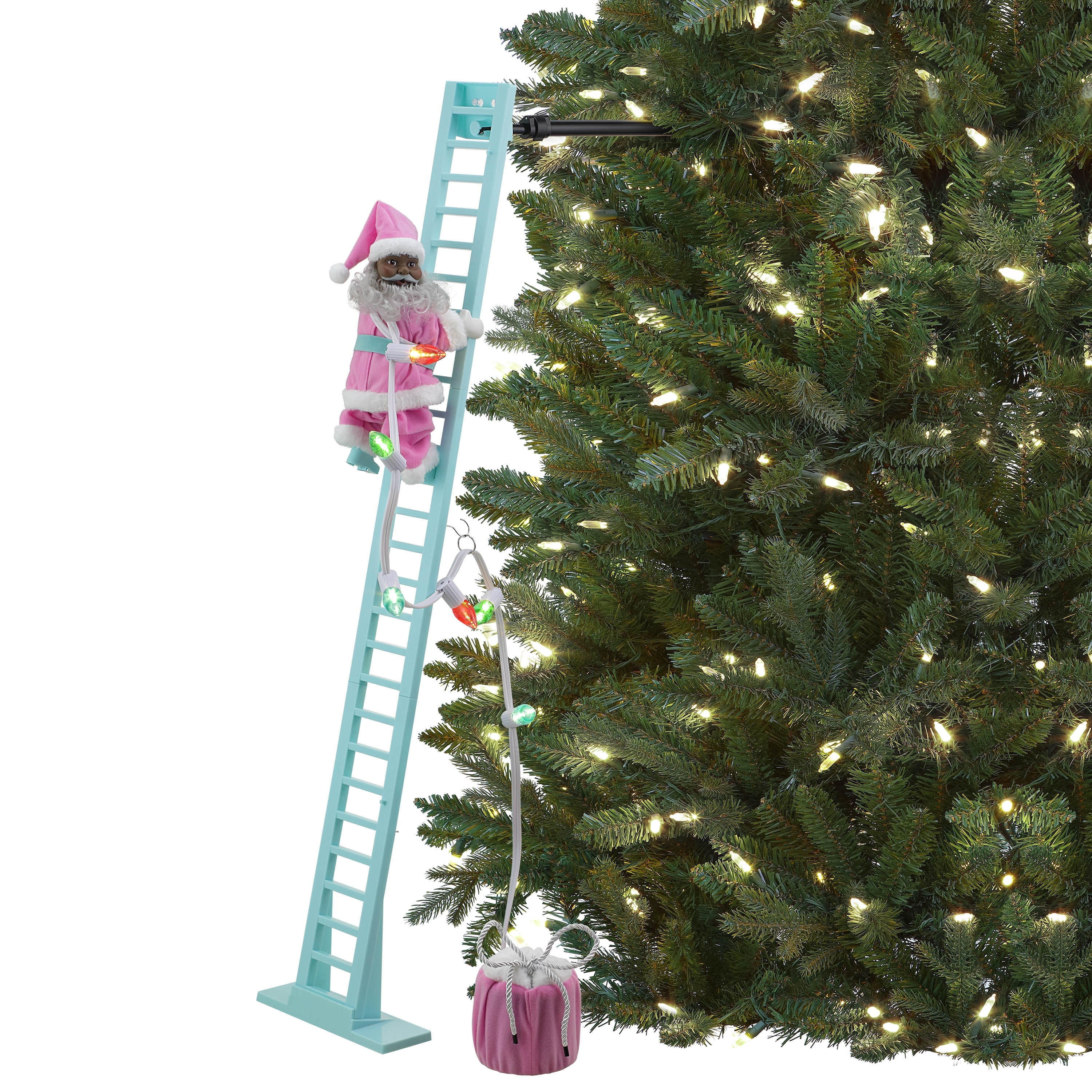 Mr. Christmas Decoration, Pastel Ladder Climbing Black Santa, Pink, One Size, 1 | Walmart (US)
