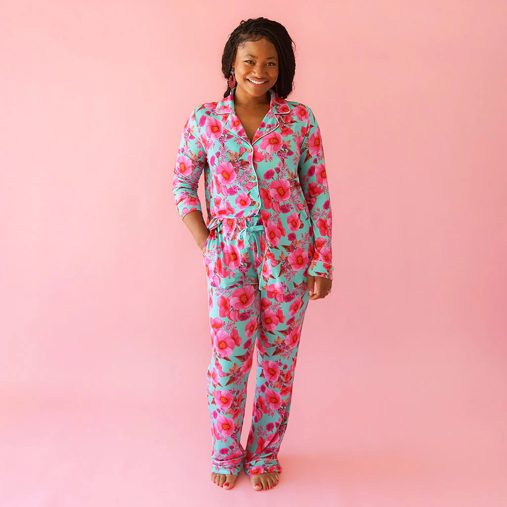 Floral Pink Luxe Womens Pajamas | Kienna | Posh Peanut