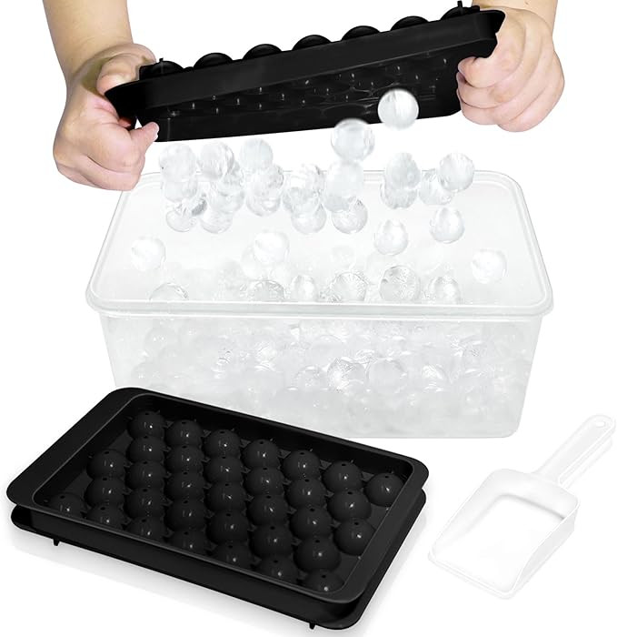 WIBIMEN Ice Cube Tray with Lid and Bin - Round Ice Trays for Freezer with Lid - Ice Cube Trays fo... | Amazon (US)