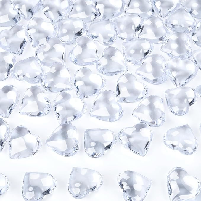 Babenest 1Inch 215pcs Clear Heart Acrylic Diamonds for Decoration | Amazon (US)