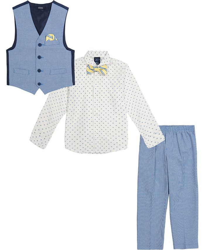 Little Boys Textured Houndstooth Vest Set, 5 Piece | Macys (US)
