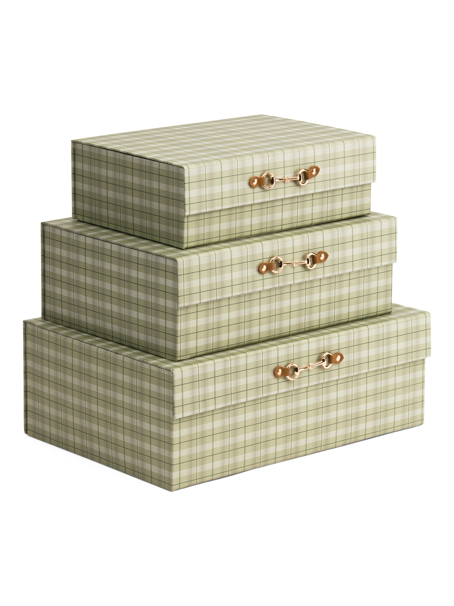 Set Of 3 Plaid Decorative Boxes | TJ Maxx