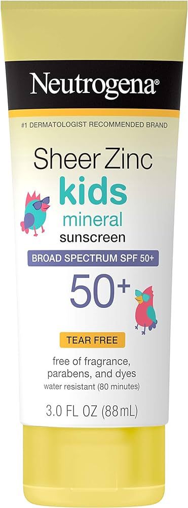 Neutrogena Sheer Zinc Oxide Kids Mineral Sunscreen Lotion, Broad Spectrum SPF 50+ with UVA/UVB Pr... | Amazon (US)