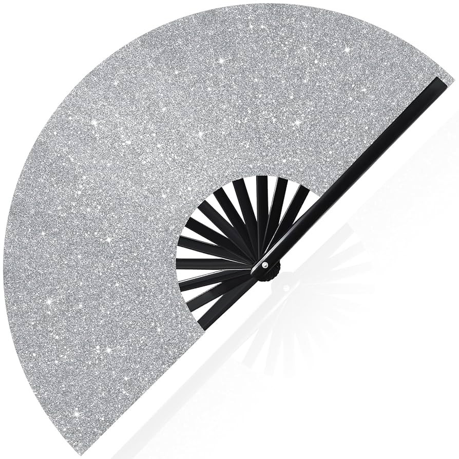 Large Folding Hand Rave Fan for Men Women Bamboo Folding Clack Hand Fan for EDM Music Disco Rave ... | Amazon (US)