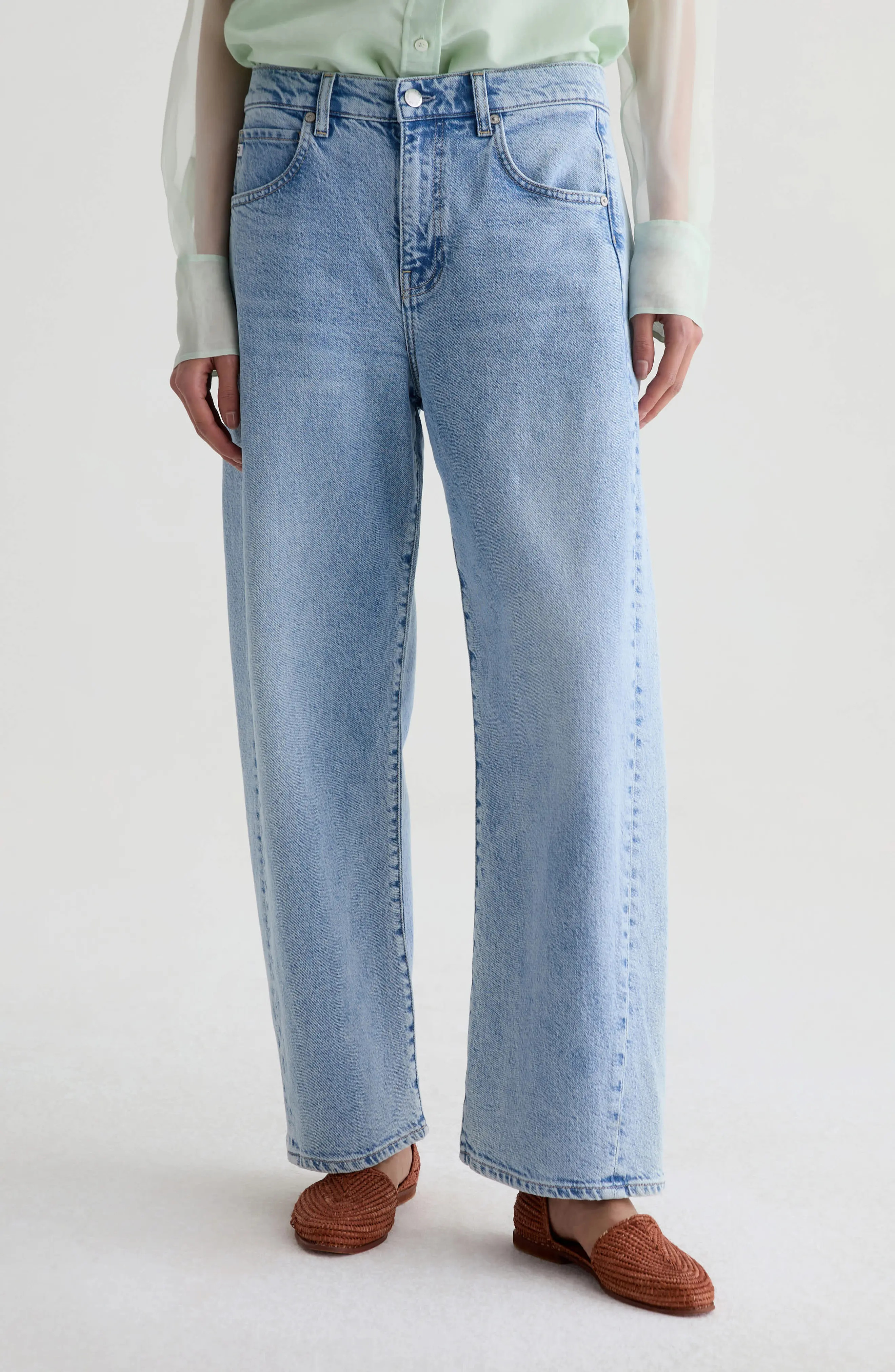 AG Hattie High Waist Ankle Barrel Leg Jeans in Gold Country at Nordstrom, Size 23 | Nordstrom